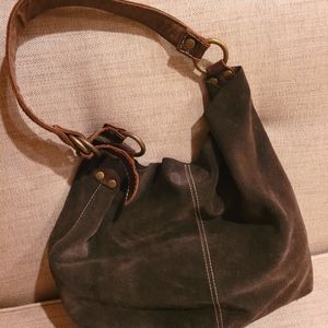 Lucky Brand Brown Suede Hobo Bag.